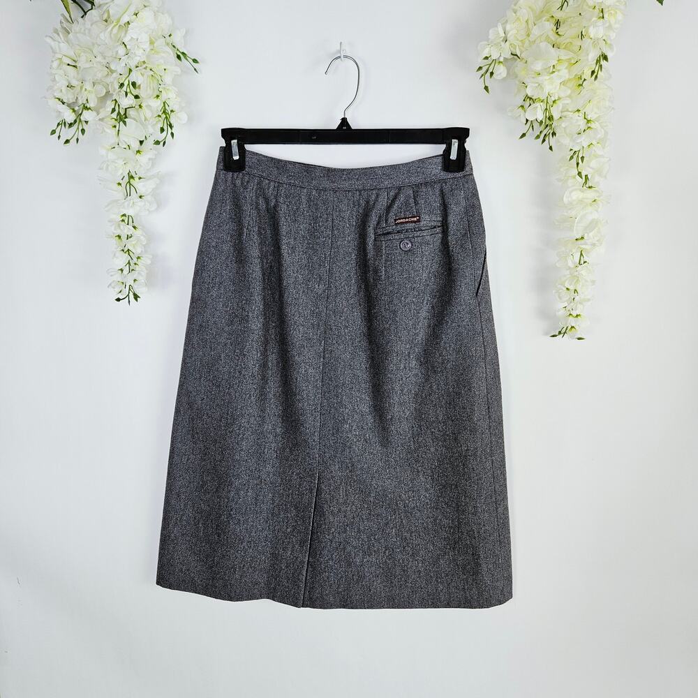 Jordache 90s Y2K Wool Blend Midi Skirt Size 12 Gray Dark Academia Career Vintage - Picture 2 of 10